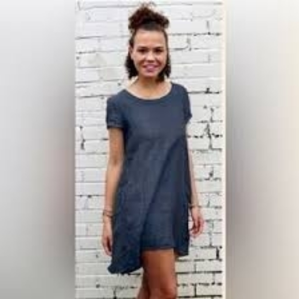CP Shades Elodie Linen & Cotton Shirt Dress Navy
